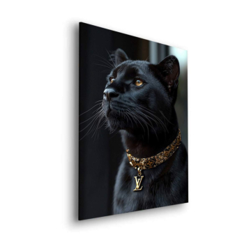 Schwarz Katze inspiriert von Louis Vuitton - Dibond-Bild matt