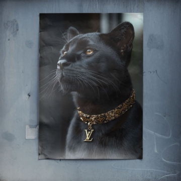 Schwarz Katze inspiriert von Louis Vuitton - Poster