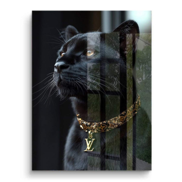 Gato negro inspirado en Louis Vuitton - cuadro PVC brillante