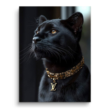 Schwarz Katze inspiriert von Louis Vuitton - PVC-Bild matt