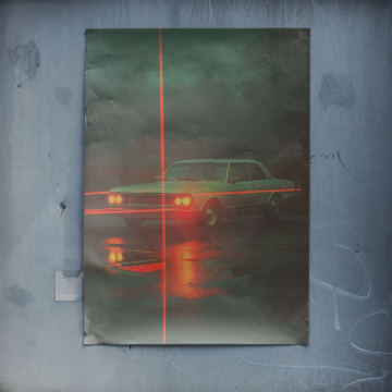 Ford Mustang Retro Glow Poster Art