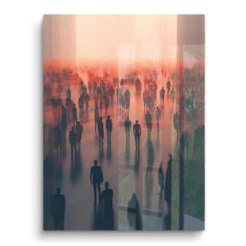 Siluetas de multitud en la niebla - cuadro PVC brillante