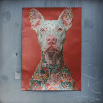 Tattooed Dog Portrait Poster Art