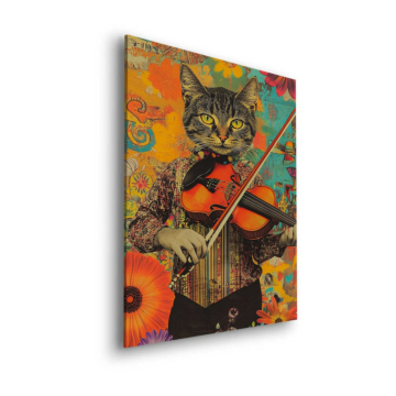 Violine Katze Maestr - Dibond-Bild matt