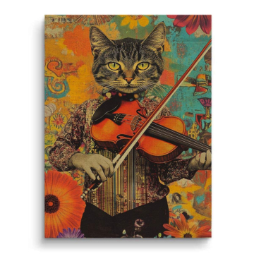 Violine Katze Maestr - Leinwandbild