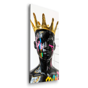 Portrait couronné inspiré de Basquiat - tableau en verre acrylique