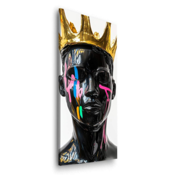 Gekröntes Porträt inspiriert von Basquiat - Dibond-Bild matt