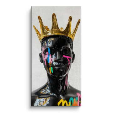 Portrait couronné inspiré de Basquiat - tableau sur toile