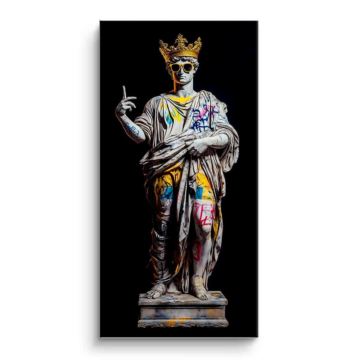 Statue de squelette couronné - tableau PVC mat
