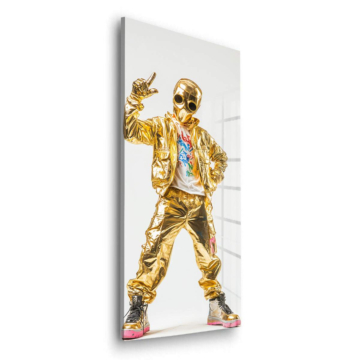 Goldenes Skelett im Streetwear-Look - Acrylglasbild