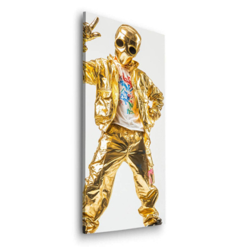 Goldenes Skelett im Streetwear-Look - Dibond-Bild matt
