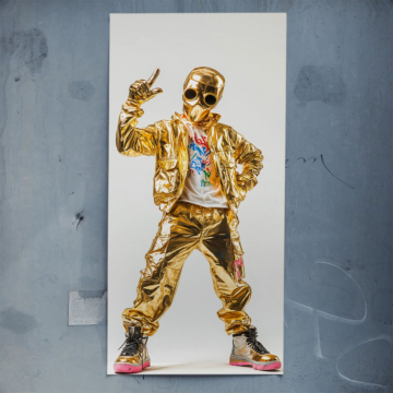 Goldenes Skelett im Streetwear-Look - Poster