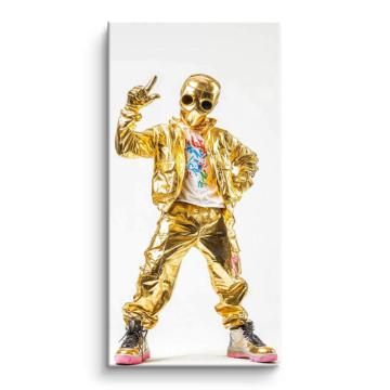 Esqueleto dorado de estilo urbano - cuadro PVC brillante