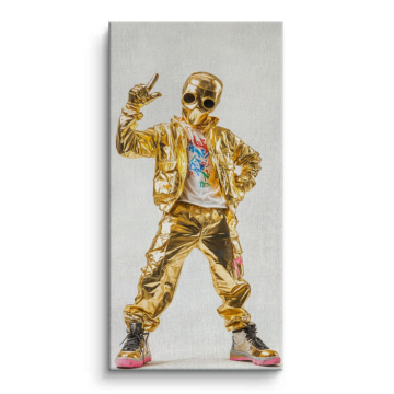 Goldenes Skelett im Streetwear-Look - Leinwandbild