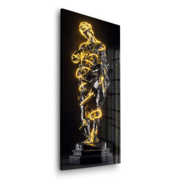 Goldene Neonstatue - Acrylglasbild