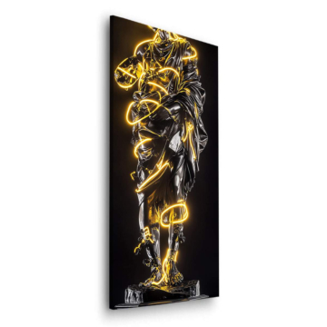 Goldene Neonstatue - Dibond-Bild matt