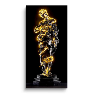 Statue dorée au néon - tableau PVC mat