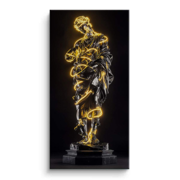 Goldene Neonstatue - Leinwandbild