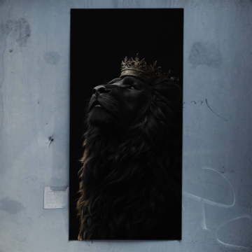 Koronowany czarny lew - plakat