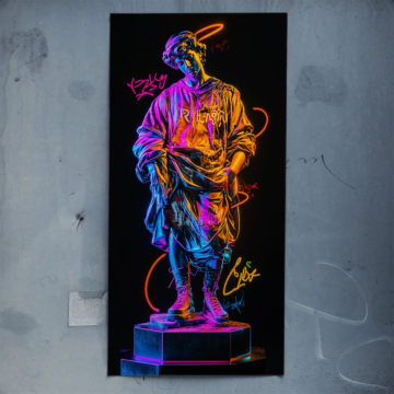Neon Renaissance Statue Poster Art