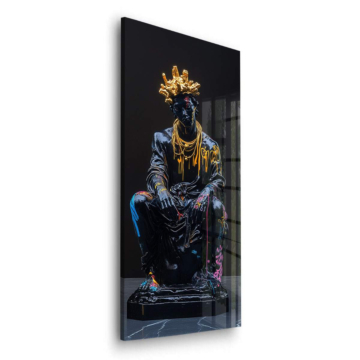 Figura coronada inspirada en Jean-Michel Basquiat - cuadro en vidrio acrílico