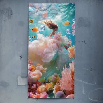 Paisaje onírico floral bajo el agua - póster