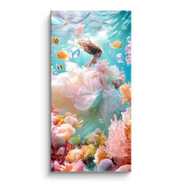 Paysage onirique floral sous-marin - tableau PVC mat