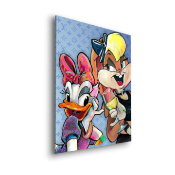 Cartoon-Duo inspiriert von Daisy und Lola - Dibond-Bild matt