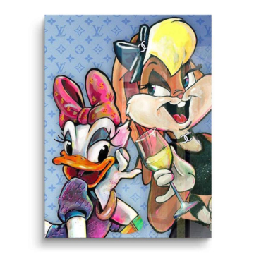 Cartoon-Duo inspiriert von Daisy und Lola - PVC-Bild glänzend