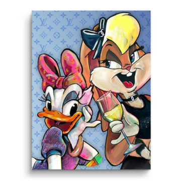 Cartoon-Duo inspiriert von Daisy und Lola - PVC-Bild matt