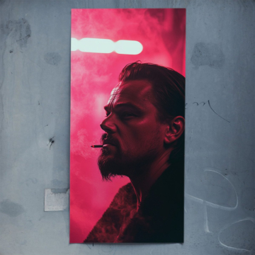 Różowy portret palącego mężczyzny - plakat