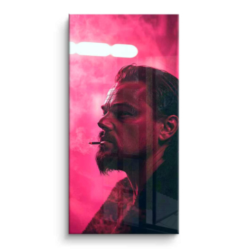 Retrato rosa de hombre fumando - cuadro PVC brillante