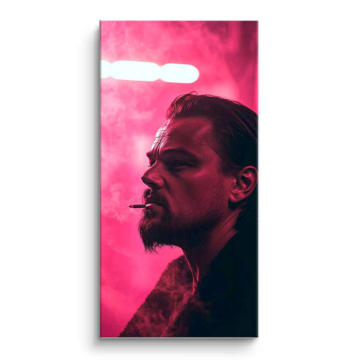 Portrait d’homme fumant sur fond rose - tableau PVC mat