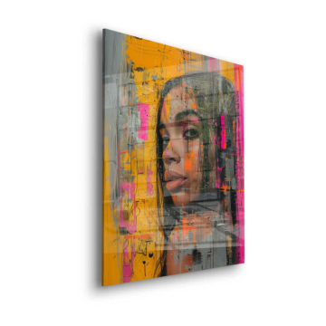 Retrato de mujer con grafiti - cuadro en vidrio acrílico