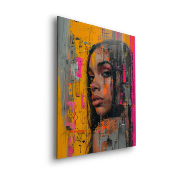 Retrato de mujer con grafiti - cuadro Dibond mate