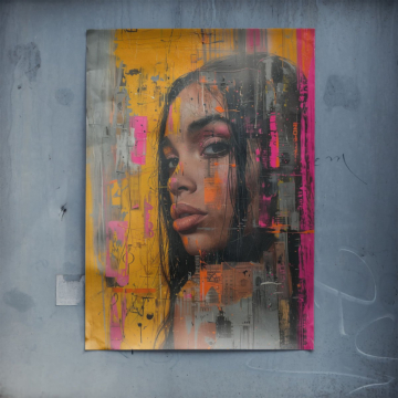 Retrato de mujer con grafiti - póster