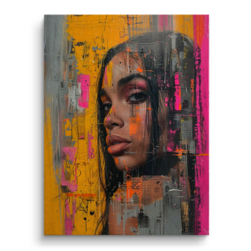Portrait graffiti de femme - tableau sur toile