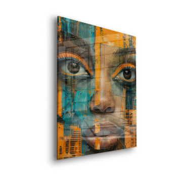 Retrato urbano de mujer en mosaico - cuadro en vidrio acrílico