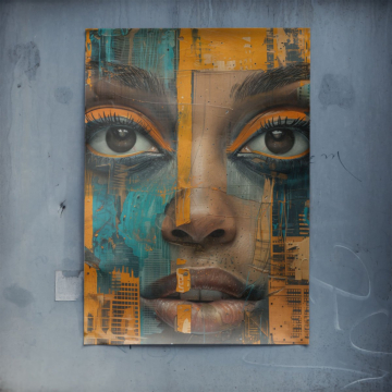 Retrato urbano de mujer en mosaico - póster
