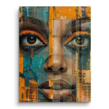 Portrait mosaïque urbain de femme - tableau PVC brillant