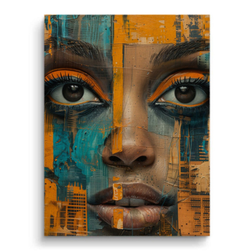 Portrait mosaïque urbain de femme - tableau sur toile