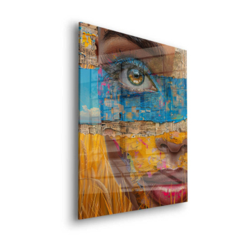 Color Block Woman Face Acrylic Glass Art