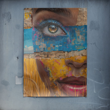 Rostro de mujer con bloques de color - póster