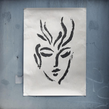 Visage minimaliste au trait - poster