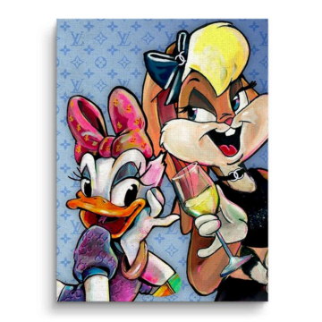 Daisy and Lola Inspired Cartoon Duo Canvas Art