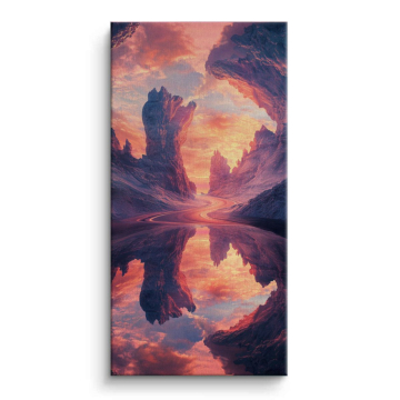 Fantasy Canyon Lake Reflection Canvas Art