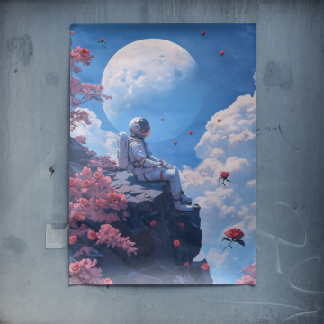 Astronaute lune jardin - poster