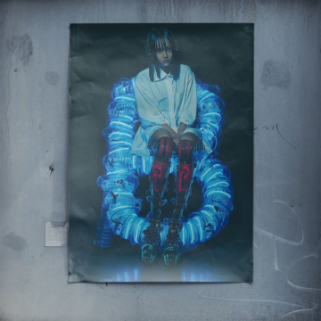 Neon Cyborg Throne Poster Art