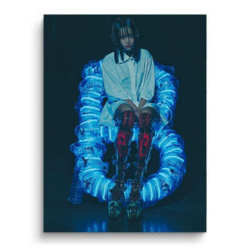 Neon Cyborg Throne Canvas Art