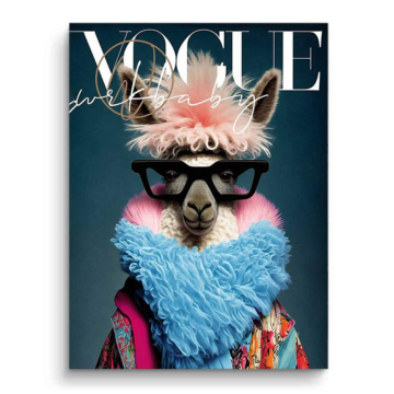 Modowa lama inspirowana magazynem Vogue - obraz na matowym PVC